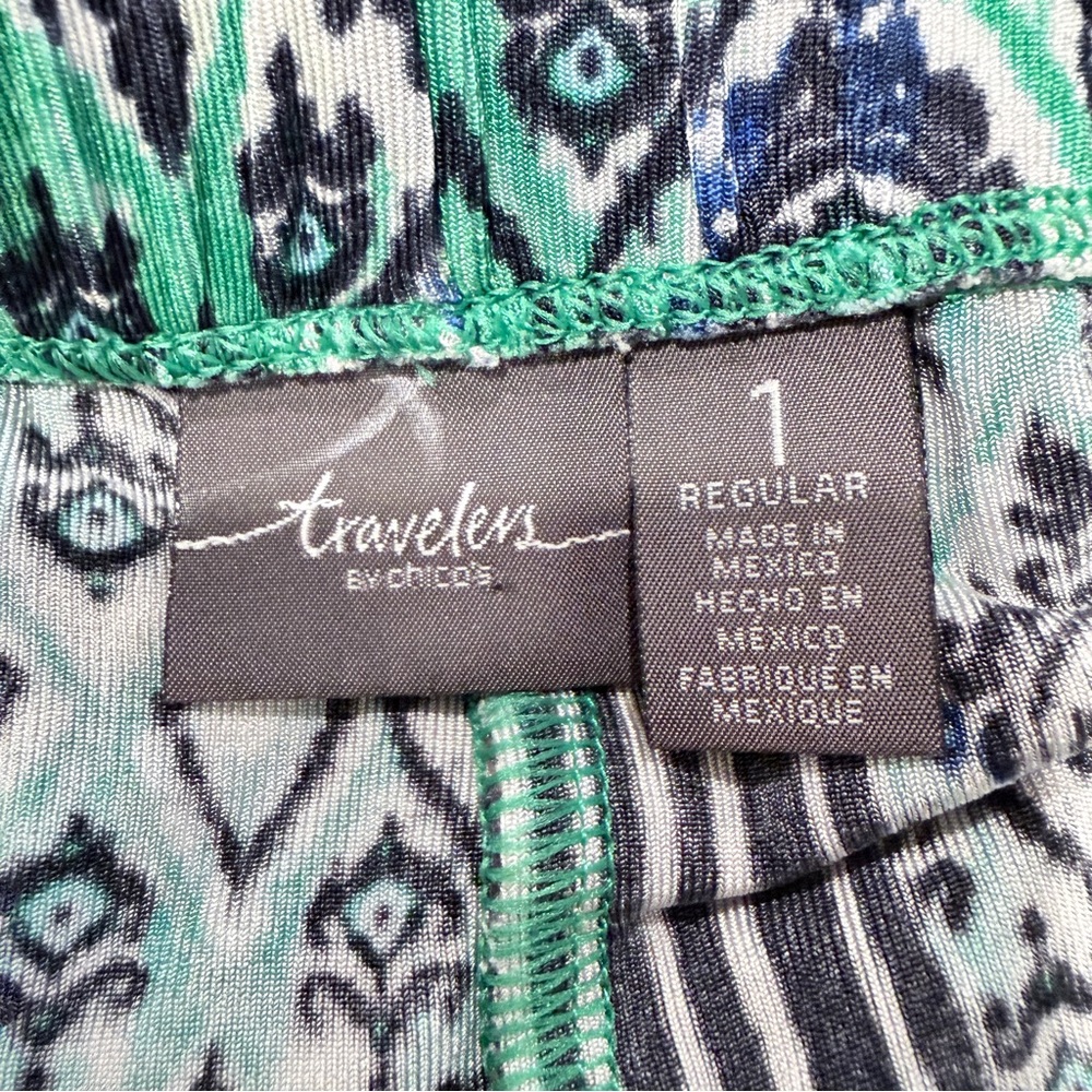 Chico’s Travelers Ikat Palazzo Pants | Resort Core Boho Coastal | Size 1 M 8/10 - Picture 3 of 6